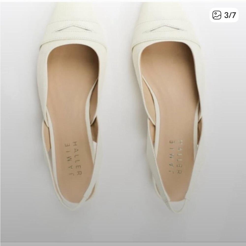 Jamie Haller Cream Slingback Loafers